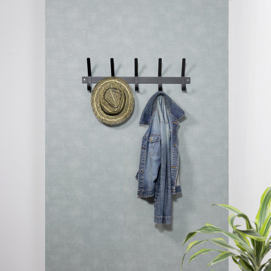 SPINDER DESIGN Dexter knaggrekke, m. 5 kroker - sort stl