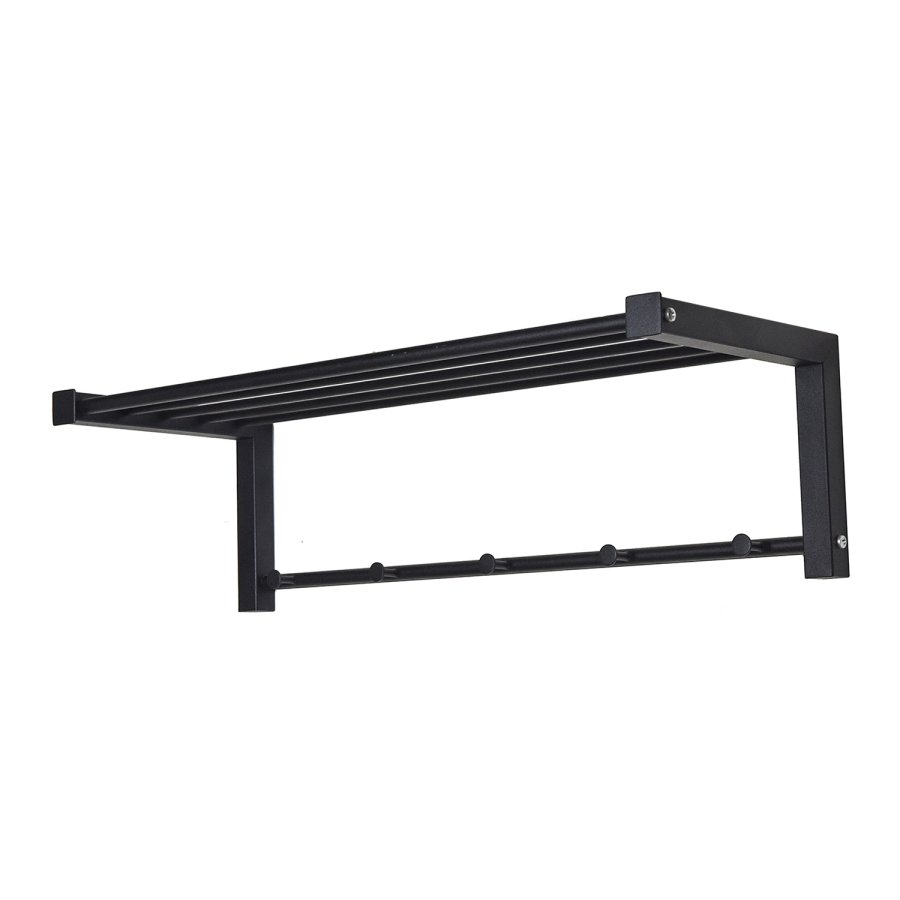 SPINDER DESIGN rektangulr Bergum knaggrekke med hylle - sort stl