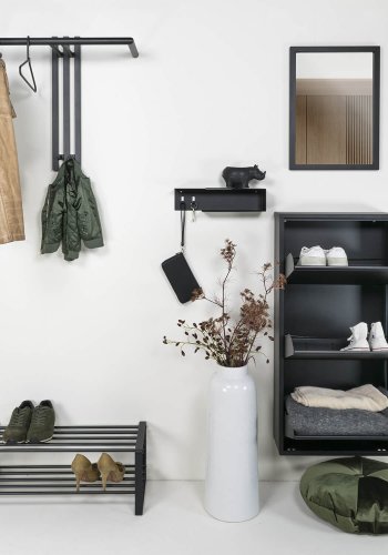 SPINDER DESIGN Senza knaggrekke, m. 2 knagger og hengerstang - sort stl