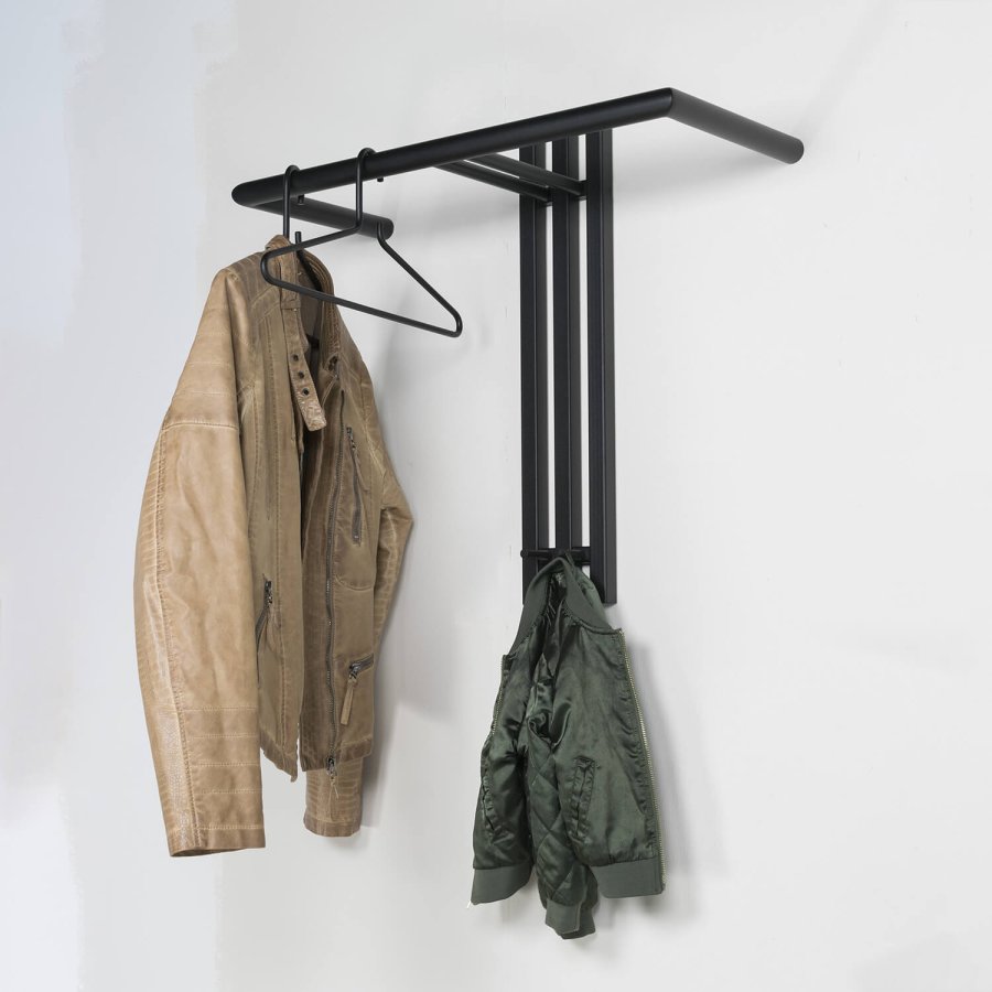 SPINDER DESIGN Senza knaggrekke, m. 2 knagger og hengerstang - sort stl