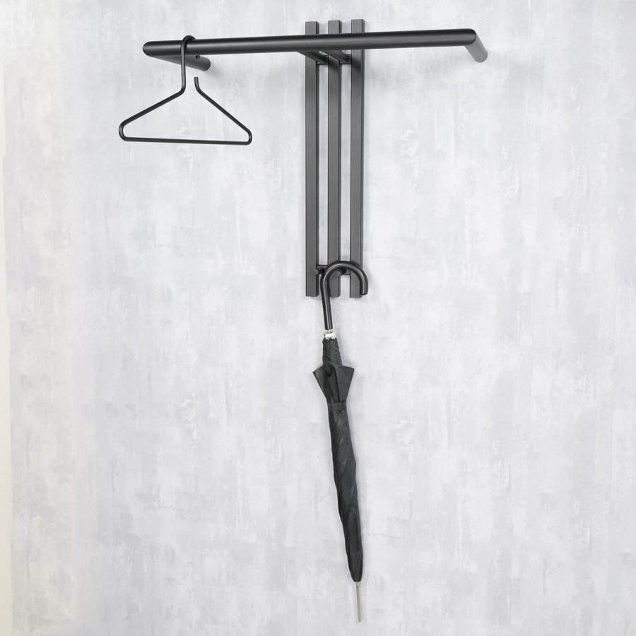 SPINDER DESIGN Senza knaggrekke, m. 2 knagger og hengerstang - sort stl