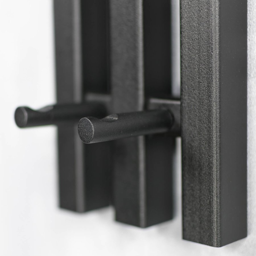 SPINDER DESIGN Senza knaggrekke, m. 2 knagger og hengerstang - sort stl