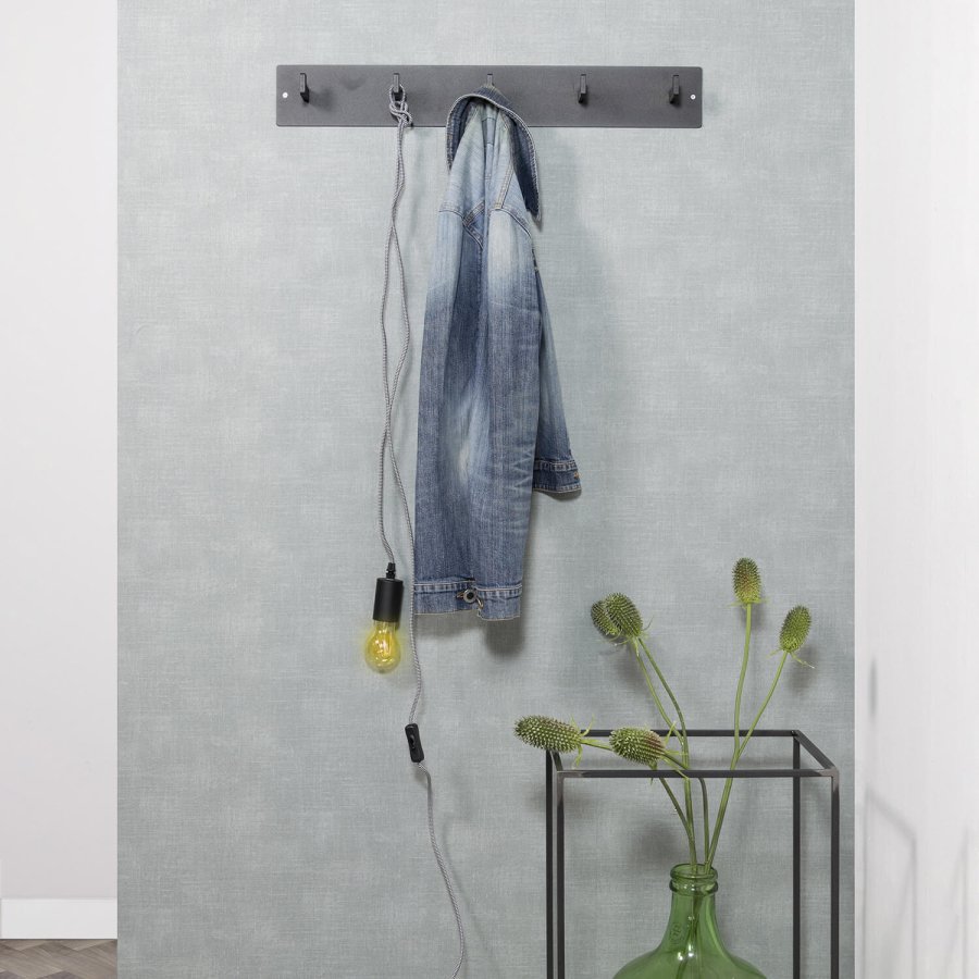 SPINDER DESIGN rektangulr Leatherman knaggrekke, m. 5 kroker - sort stl