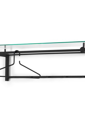 SPINDER DESIGN Suza hattehylde, m. 5 kroge og glashylde - sort stl