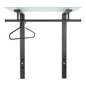 SPINDER DESIGN rektangulr nederlandsk klesstativ, m. 1 hylle - glass og sort stl