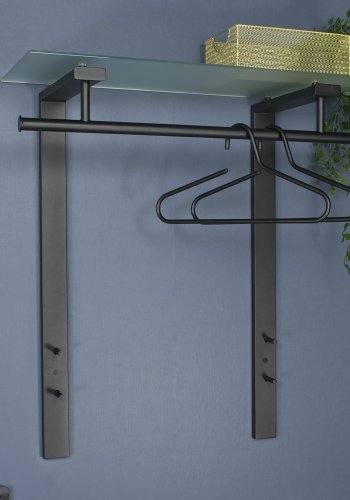 SPINDER DESIGN rektangulr nederlandsk klesstativ, m. 1 hylle - glass og sort stl