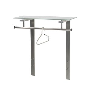 SPINDER DESIGN rektangulr nederlandsk klesstativ, m. 1 hylle - glass og grtt stl