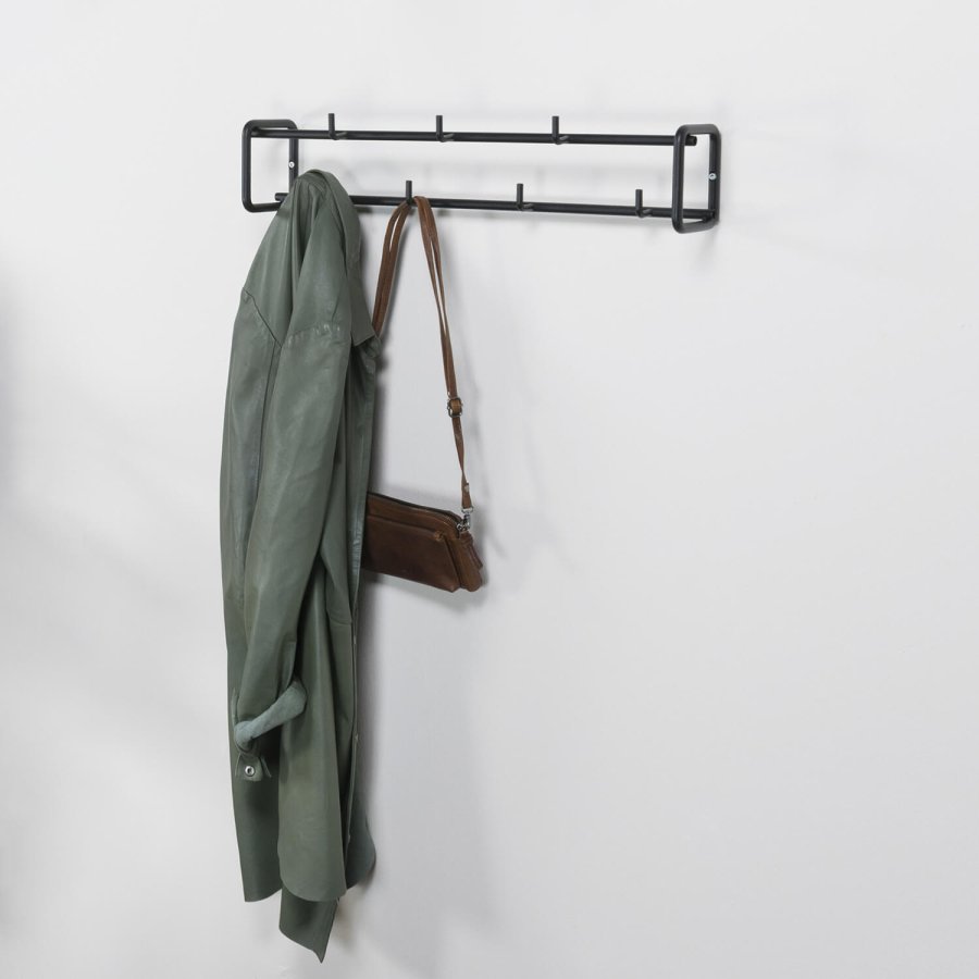 SPINDER DESIGN rektangulr Clint knaggrekke, m. 7 kroker - sort stl