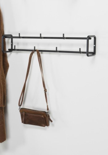 SPINDER DESIGN rektangulr Clint knaggrekke, m. 7 kroker - sort stl