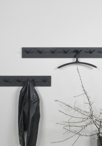 SPINDER DESIGN Pull knaggrekke, m. 5 doble kroker - svart stl (74,5x12,5)