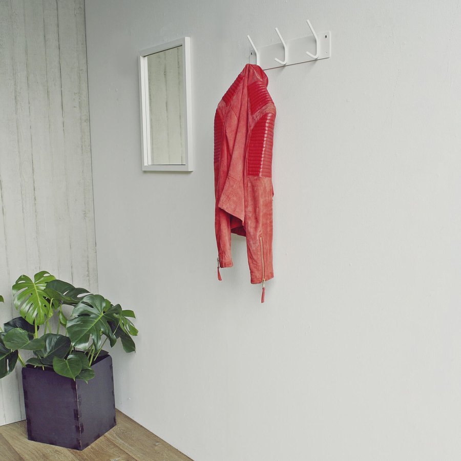 SPINDER DESIGN rektangulr Fusion knaggrekke, m. 3 kroker - hvitt stl