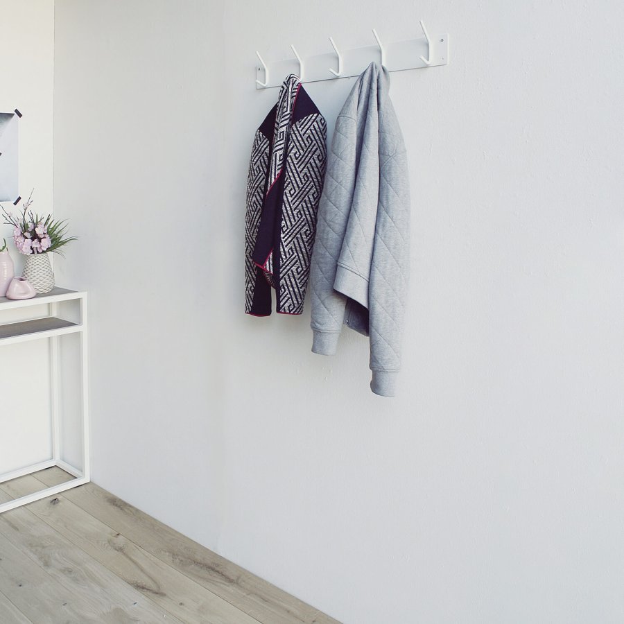 SPINDER DESIGN rektangulr Fusion knaggrekke, m. 5 kroker - hvitt stl