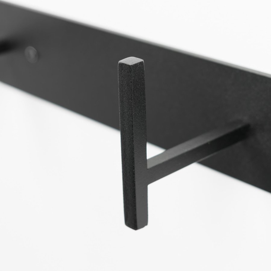 SPINDER DESIGN rektangulr Chapman knaggrekke, m. 3 kroker - sort stl 