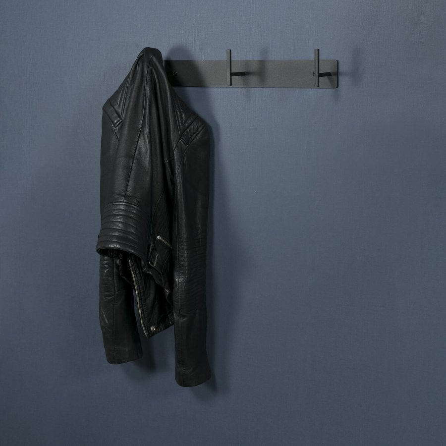 SPINDER DESIGN rektangulr Chapman knaggrekke, m. 3 kroker - sort stl 