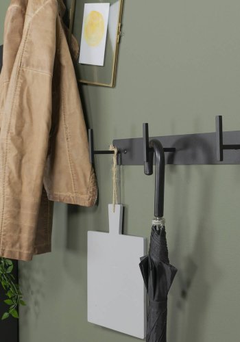 SPINDER DESIGN rektangulr Chapman knaggrekke, m. 3 kroker - sort stl 