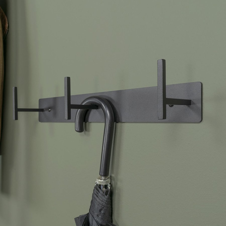 SPINDER DESIGN rektangulr Chapman knaggrekke, m. 3 kroker - sort stl 