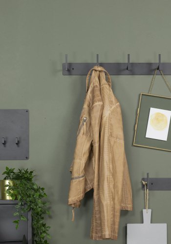 SPINDER DESIGN rektangulr Chapman knaggrekke, m. 3 kroker - sort stl 