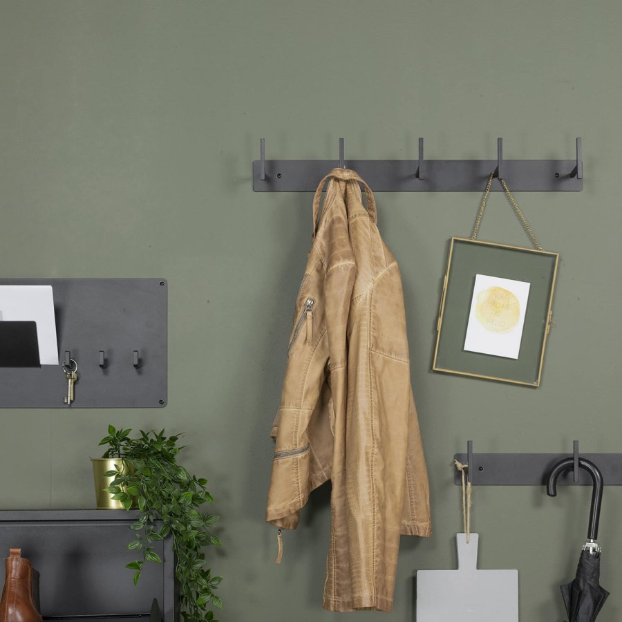 SPINDER DESIGN rektangulr Chapman knaggrekke, m. 3 kroker - sort stl 