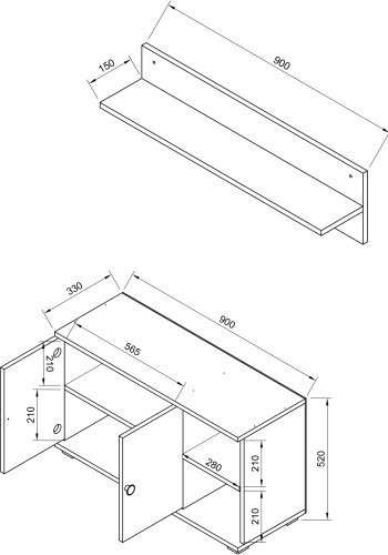 VCM NORDIC Gados L Garderobenständer und Schrank, mit 2 Türen und 2 Einlegeböden - Weiß und Naturholz