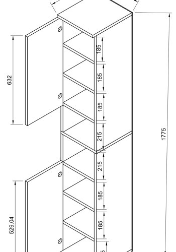 VCM NORDIC Gados M Schuhschrank, m. 2 Türen, 7 Einlegeböden – Holz weiß und anthrazitgrau