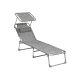 SONGMICS liggestol, solseng, hvilestol, med nakkest�tte, justerbar rygl�n, solsk�rm, let, foldbar, 53 x 193 x 29,5 cm, lasteevne 150 kg, til haven, gr� GCB19T