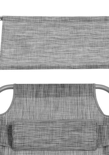 SONGMICS liggestol, solseng, hvilestol, med nakkest�tte, justerbar rygl�n, solsk�rm, let, foldbar, 53 x 193 x 29,5 cm, lasteevne 150 kg, til haven, gr� GCB19T