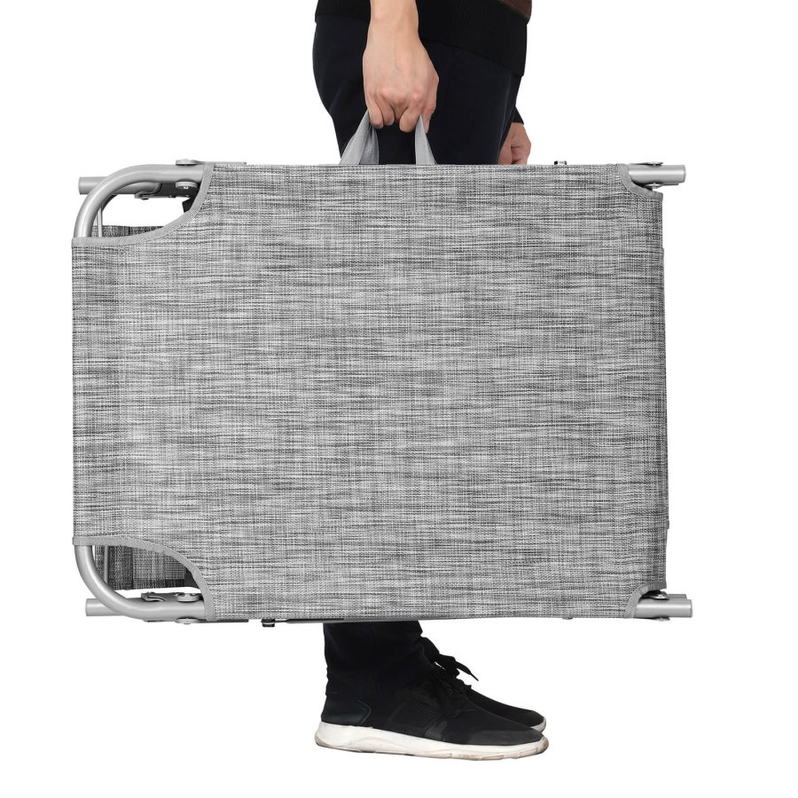 SONGMICS liggestol, solseng, hvilestol, med nakkest�tte, justerbar rygl�n, solsk�rm, let, foldbar, 53 x 193 x 29,5 cm, lasteevne 150 kg, til haven, gr� GCB19T