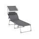 SONGMICS GCB22GYV2 solseng, Stor, m. nakkest�tte, justerbar rygl�n, solsk�rm, foldbar - r�ggr� stof og st�l (71x200)