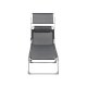 SONGMICS GCB22GYV2 solseng, Stor, m. nakkest�tte, justerbar rygl�n, solsk�rm, foldbar - r�ggr� stof og st�l (71x200)