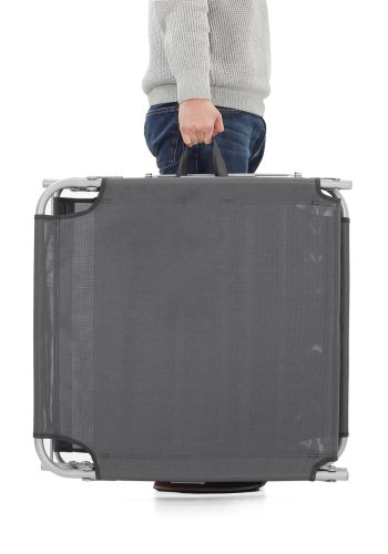 SONGMICS GCB22GYV2 solseng, Stor, m. nakkest�tte, justerbar rygl�n, solsk�rm, foldbar - r�ggr� stof og st�l (71x200)