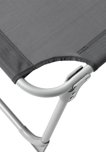 SONGMICS GCB22GYV2 solseng, Stor, m. nakkest�tte, justerbar rygl�n, solsk�rm, foldbar - r�ggr� stof og st�l (71x200)
