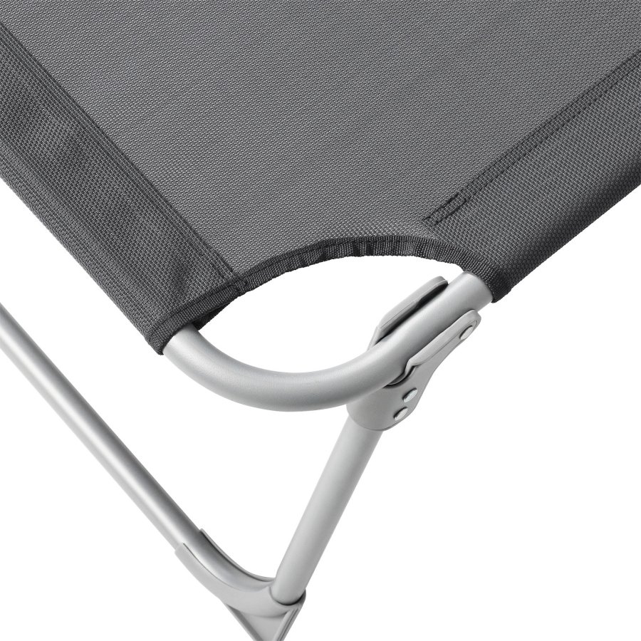 SONGMICS GCB22GYV2 solseng, Stor, m. nakkest�tte, justerbar rygl�n, solsk�rm, foldbar - r�ggr� stof og st�l (71x200)