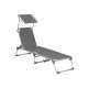 SONGMICS liggestol, solseng, hvilestol med solsk�rm, justerbar rygl�n, foldbar, let, 55 x 193 x 31 cm, lasteevne 150 kg, til have, terrasse, r�get gr� GCB19GYV1