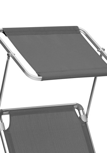 SONGMICS liggestol, solseng, hvilestol med solsk�rm, justerbar rygl�n, foldbar, let, 55 x 193 x 31 cm, lasteevne 150 kg, til have, terrasse, r�get gr� GCB19GYV1