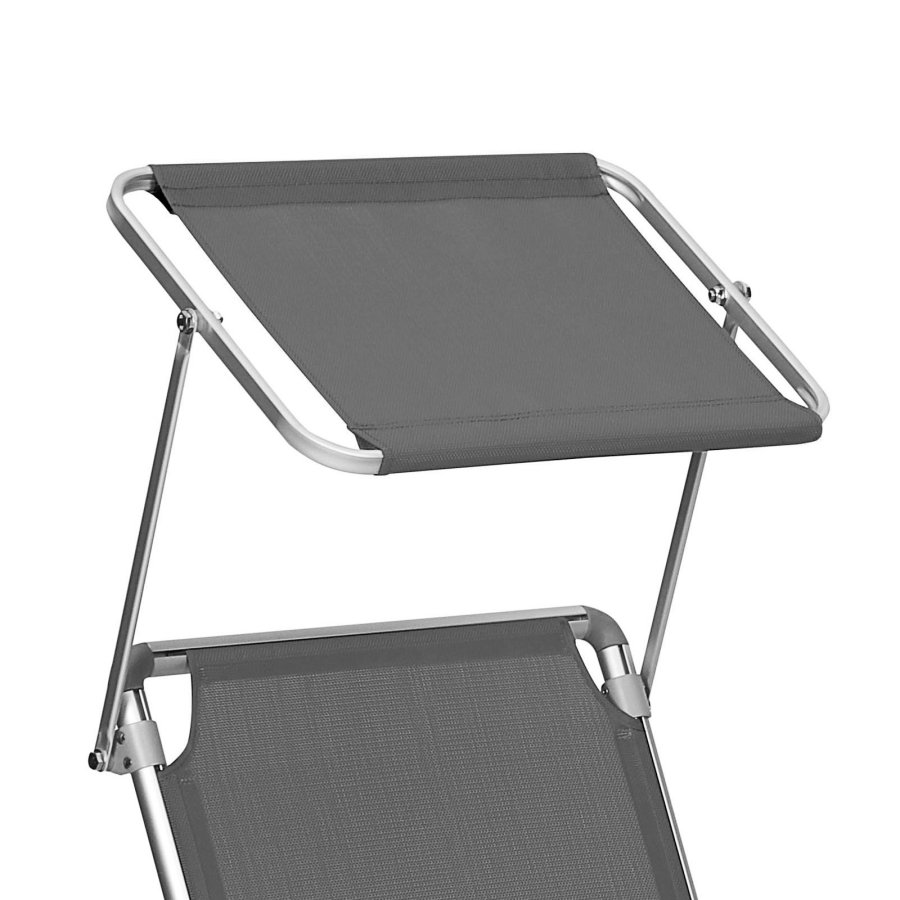 SONGMICS liggestol, solseng, hvilestol med solsk�rm, justerbar rygl�n, foldbar, let, 55 x 193 x 31 cm, lasteevne 150 kg, til have, terrasse, r�get gr� GCB19GYV1