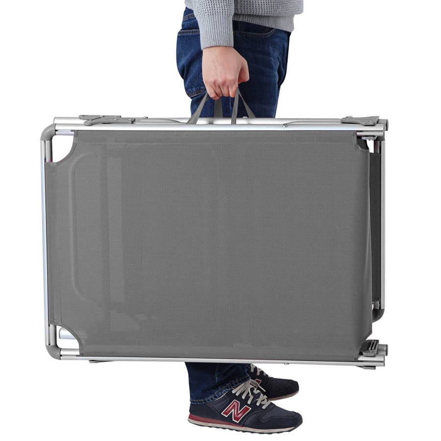 SONGMICS liggestol, solseng, hvilestol med solsk�rm, justerbar rygl�n, foldbar, let, 55 x 193 x 31 cm, lasteevne 150 kg, til have, terrasse, r�get gr� GCB19GYV1