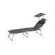 SONGMICS liggestol, solseng, hvilestol, med nakkest�tte, justerbar rygl�n, solsk�rm, let, foldbar, 53 x 193 x 29,5 cm, lasteevne 150 kg, til haven, m�rkegr� GCB19UV1