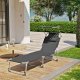 SONGMICS liggestol, solseng, hvilestol, med nakkest�tte, justerbar rygl�n, solsk�rm, let, foldbar, 53 x 193 x 29,5 cm, lasteevne 150 kg, til haven, m�rkegr� GCB19UV1