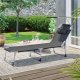 SONGMICS liggestol, solseng, hvilestol, med nakkest�tte, justerbar rygl�n, solsk�rm, let, foldbar, 53 x 193 x 29,5 cm, lasteevne 150 kg, til haven, m�rkegr� GCB19UV1