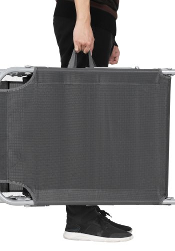 SONGMICS liggestol, solseng, hvilestol, med nakkest�tte, justerbar rygl�n, solsk�rm, let, foldbar, 53 x 193 x 29,5 cm, lasteevne 150 kg, til haven, m�rkegr� GCB19UV1