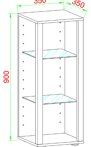 VCM NORDIC Glasol M vitrineskap, m. 2 glasshyller - hvitt tre