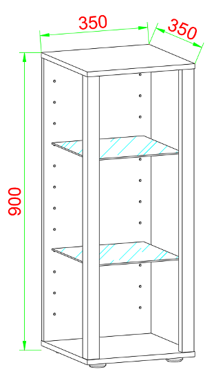 VCM NORDIC Glasol M vitrineskap, m. 2 glasshyller - hvitt tre