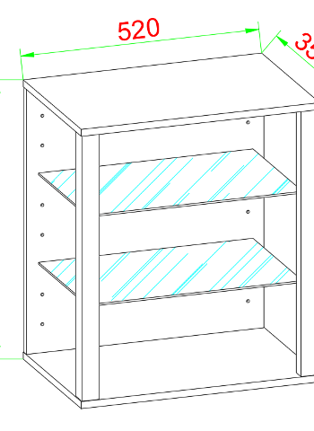 VCM NORDIC Glasol S vitrineskap, m. 2 glasshyller - antrasittgrtt tre