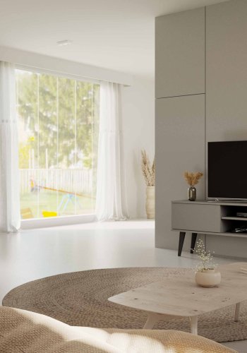 KOCOT RTV Toronto TV-bord, m. 2 drer og 1 hylle - gr bketre (160x35)