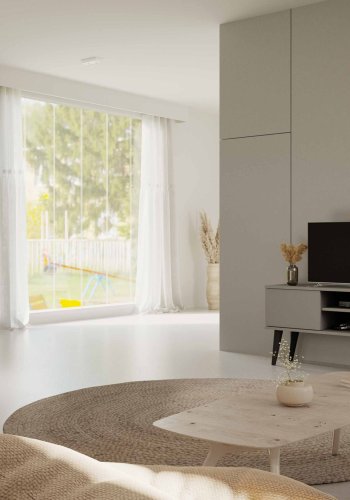 KOCOT RTV Toronto TV-bord, m. 2 drer og 1 hylle - gr bk (120x35)