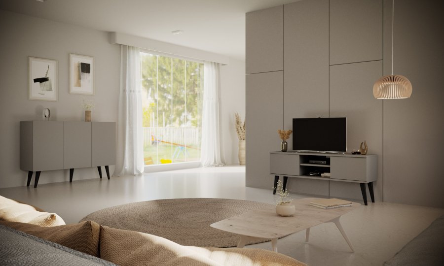 KOCOT Toronto kommode, m. 3 drer og 3 hyller - gr bketre