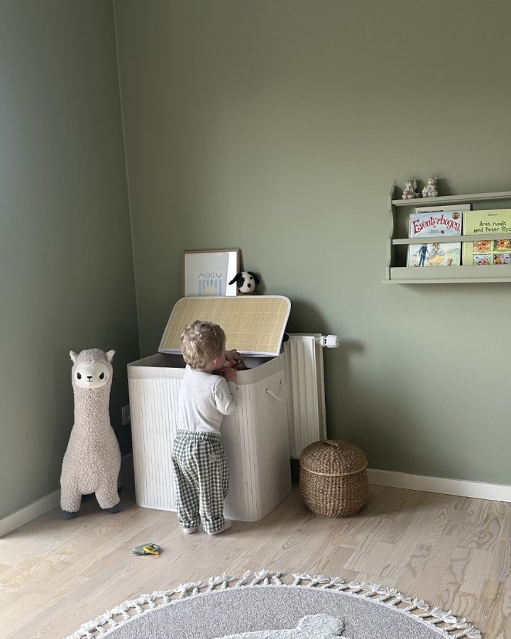 SONGMICS vasketjskurv, m. 3 sektioner, clip-on lg og hndtag - hvid bomuld og hvid bambus