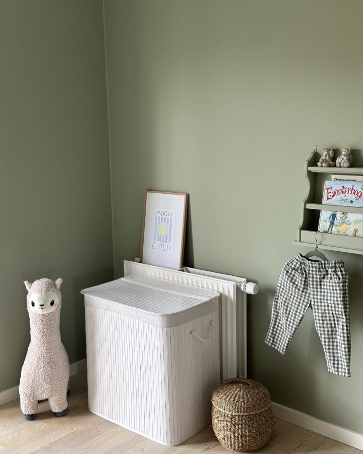 SONGMICS vasketjskurv, m. 3 sektioner, clip-on lg og hndtag - hvid bomuld og hvid bambus