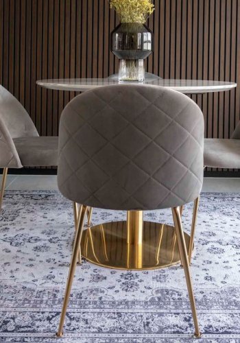 HOUSE NORDIC Geneve spisestuestol - gr/messing velur/stl 