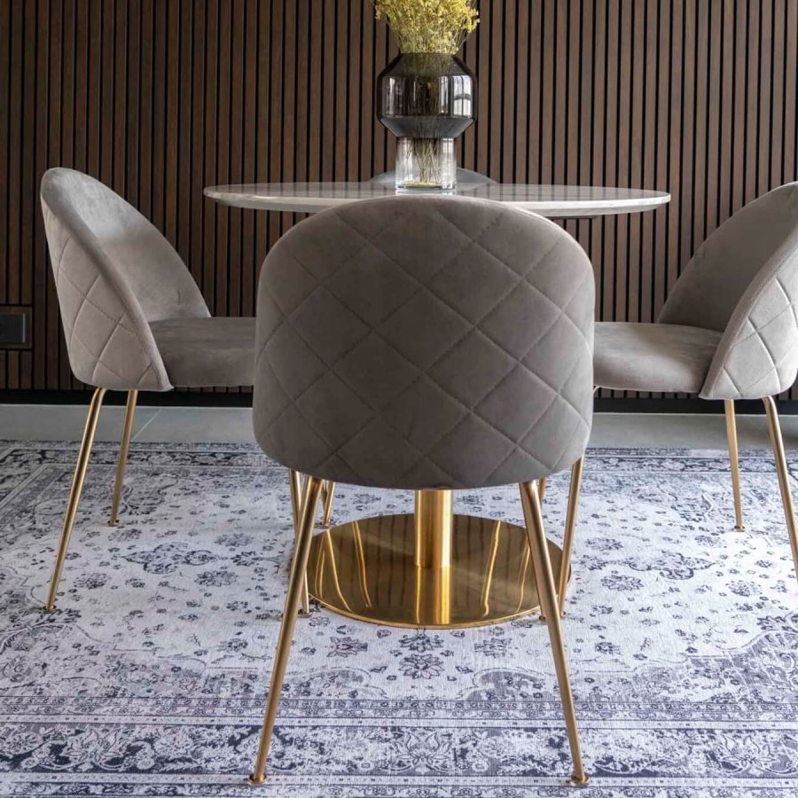 HOUSE NORDIC Geneve spisestuestol - gr/messing velur/stl 